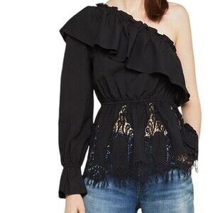 BCBGMAXAZRIA Embroidered 1 shoulder‎ blouse Size XSMALL